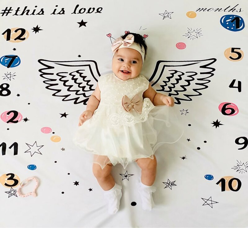 Pola Kartun Bayi Bayi Selimut Tonggak Foto Alat Peraga Latar Belakang Bermain Tikar Kain Kalender Foto Aksesori