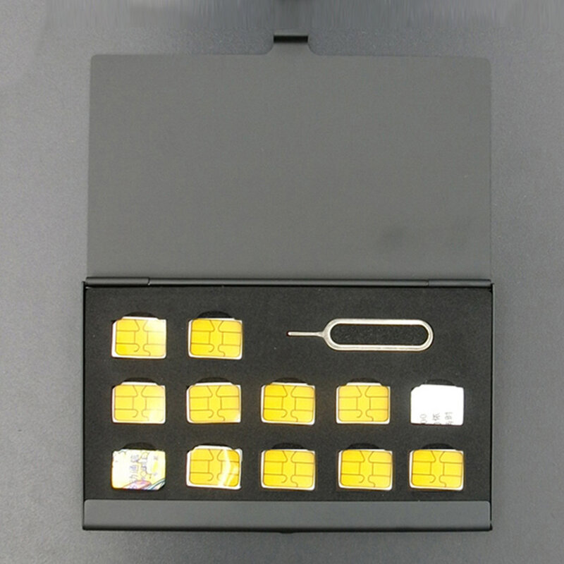 Caja de almacenamiento para tarjeta de memoria, soporte Protector de aluminio portátil de 12 ranuras, Nano + 1 ranura