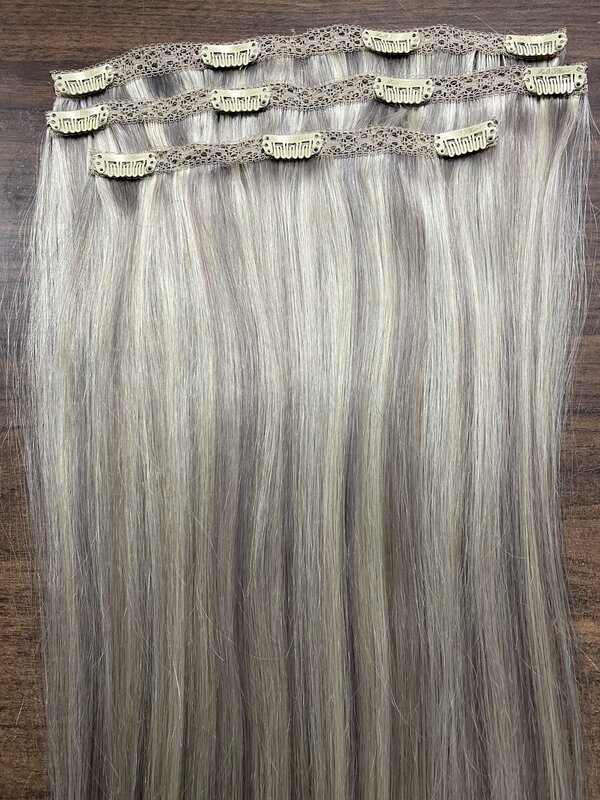 Full Shine 50 Grams Clip in Hair Extensions Human Hair Ombre Color 3Pcs Human Hair Clip in Extensions for Women