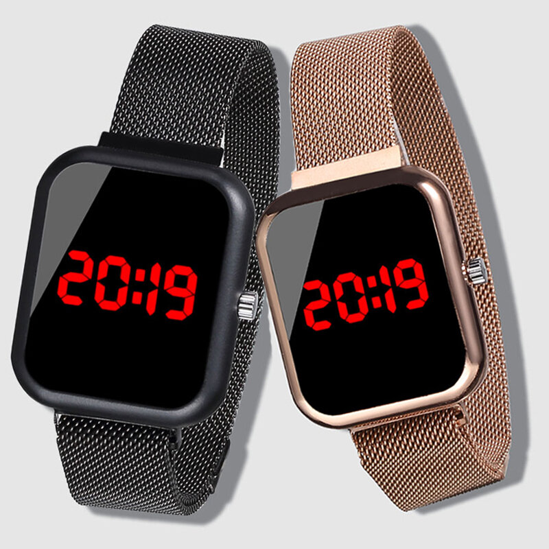 คุณภาพสูง 2019 Digital นาฬิกาเด็กนาฬิกาสแตนเลสนาฬิกาเด็ก LED นาฬิกาอิเล็กทรอนิกส์นาฬิกาข้อมือนาฬิก...