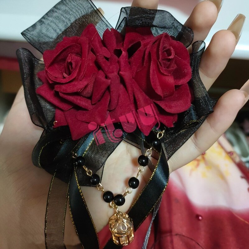 Bogini panna młoda łuk koronkowa róża KC łańcuszek z koralików z wisiorkiem gotycka spinka do włosów Lolita KC boczny zacisk stroik chluba akcesoria dziewczyna prezent