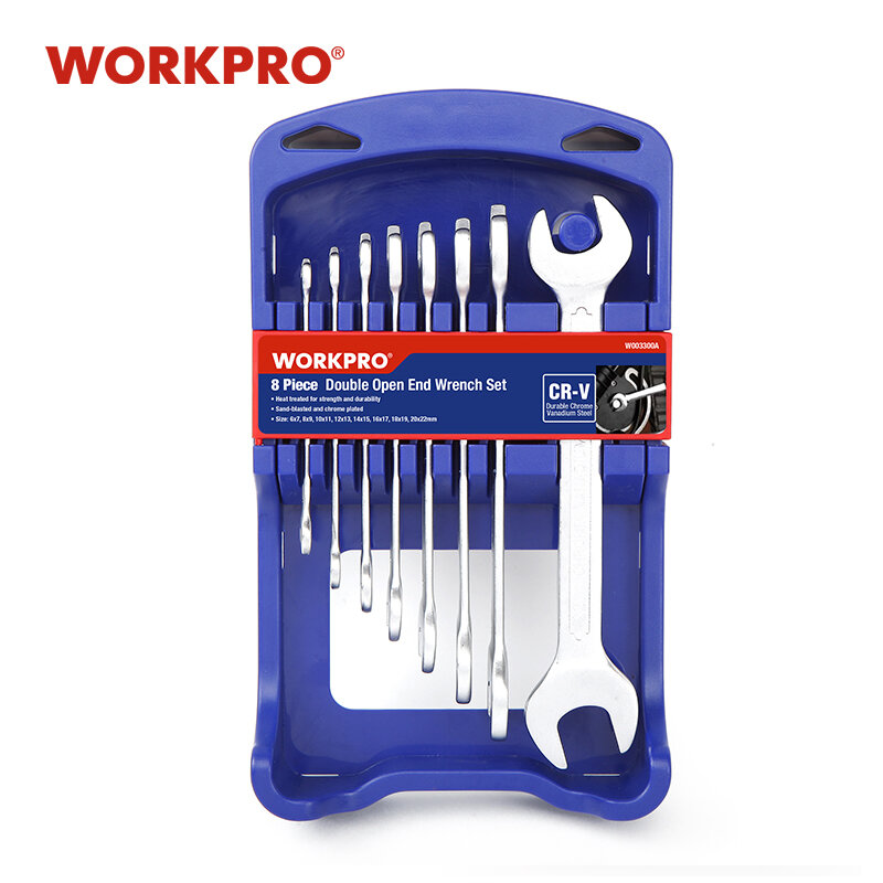 WORKPRO 8PC CRV Metric Double End Wrench Set Steel Spanner Set