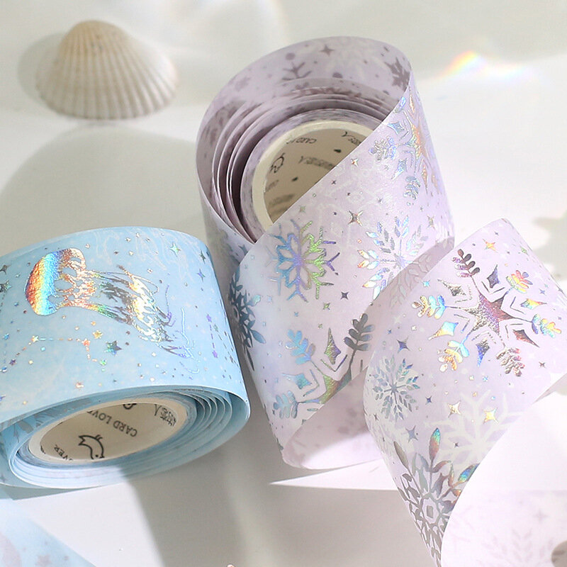 Cinta adhesiva láser Dream stars de 3cm de ancho, cinta Washi, mapa decorativo, decoración, álbum de recortes, etiqueta adhesiva, papelería