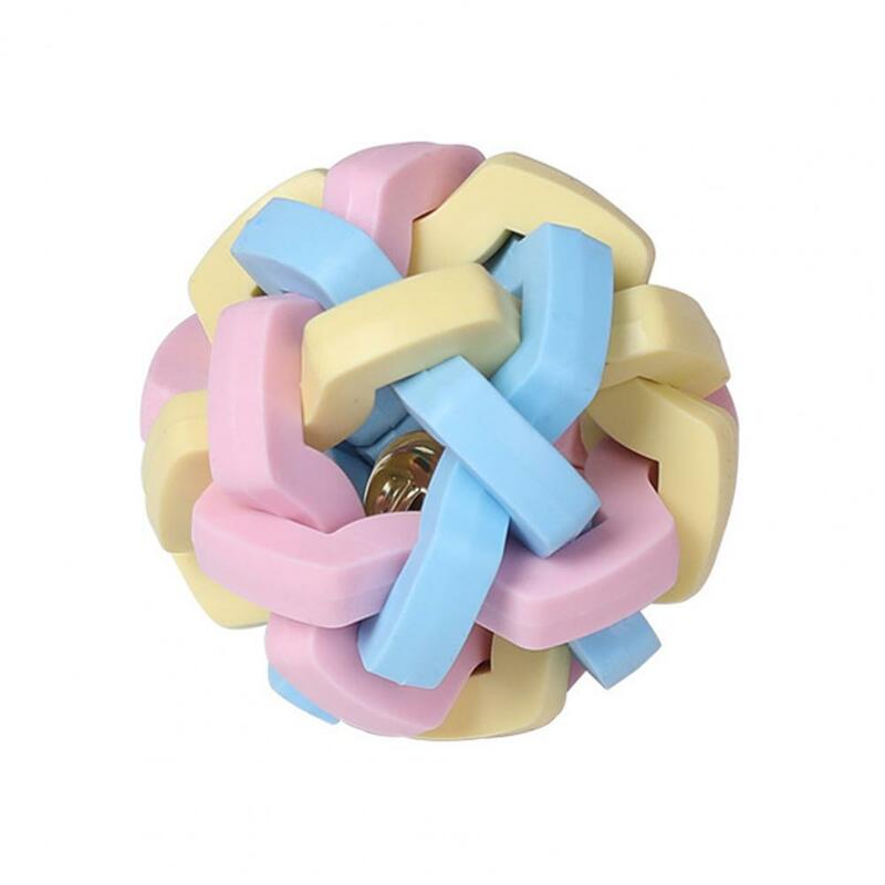 Pet Ball Toy Multi-color Teeth Clean Rubber Good Elasticity Bite Resistant Pet Chew Ball Toy with Bell for Pet Supplies