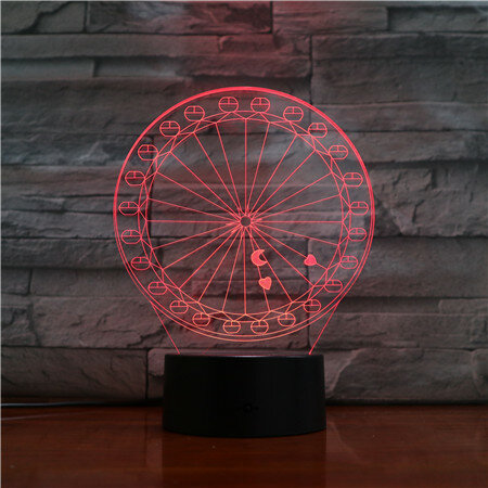 Luz nocturna para Noria, lámpara de 7 colores 3D USB, cambio de rueda, luz Led de noche, lámpara de escritorio, regalo de Año Nuevo, decoración del hogar, regalo 1448