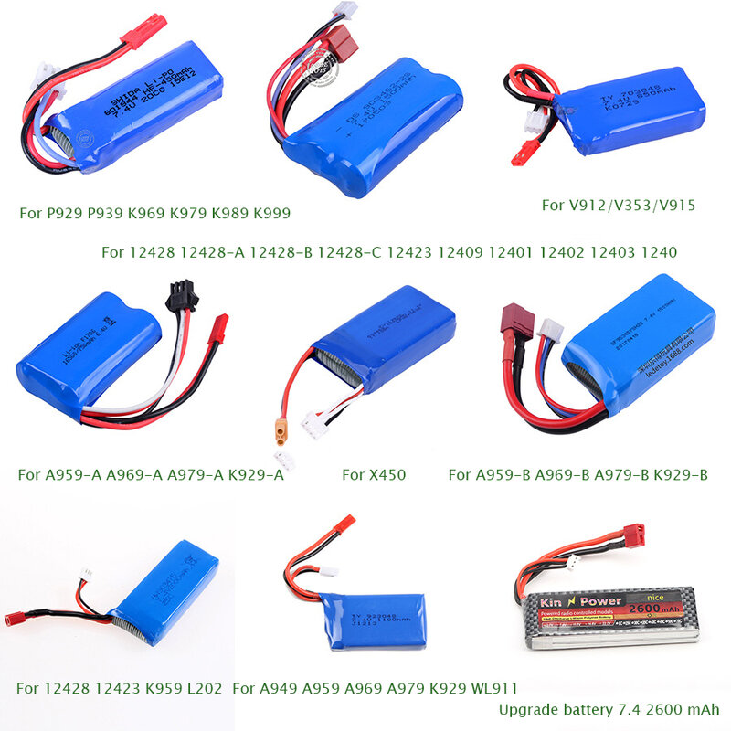 Bateria De Lítio originais P929 P939 K969 K979 K989 K999 Bateria de Carro de Controle Remoto 7.4V Bateria Lipo