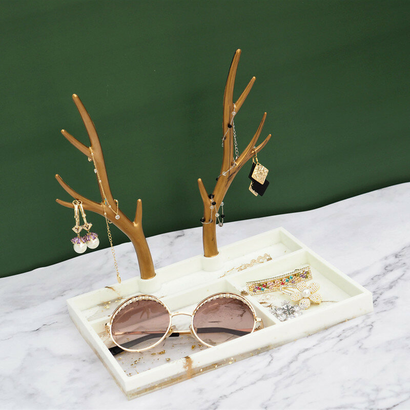 Molde de cristal epoxi de silicona para exhibición de Joyas, horma con forma de rama de árbol, mesa oscilante Manual, bandeja de joyería, bricolaje