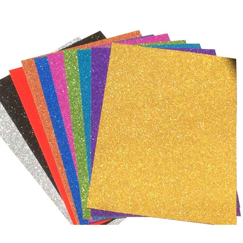 10pcs A4 Sheets Mixed Colours Glitter Cardstock Card Making DIY Material Sparkling Craftwork Scrapbooking Gift Wrapping Box Tiss