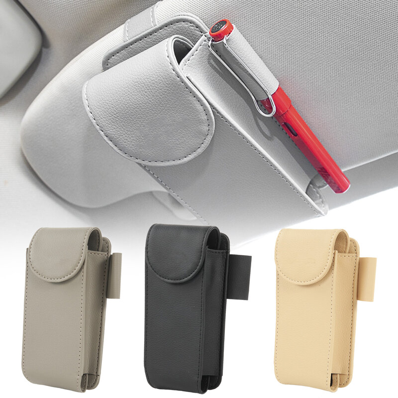 PU Leather Car Sun Visor Point Pocket Organizer Bag Card Glasses Storage Holder Car-styling IC Card Holder Sunshade Bag