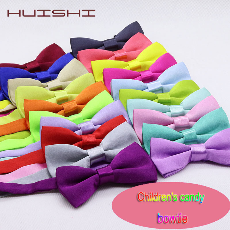 HUISHI-pajaritas de moda sólidas para niños, corbatas formales coloridas para niños, corbata verde, boda, mariposa, 34 colores
