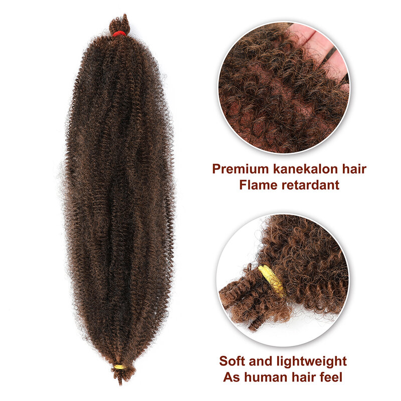 YunRong-extensiones de cabello rizado Marley para mujeres africanas, cabello trenzado primaveral Afro Twist Crochet, extensiones a granel, Faux Locs, Marely Braid