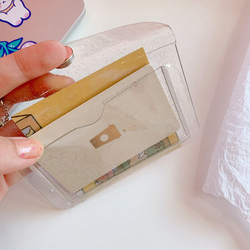 Модный прозрачный водонепроницаемый футляр для карт из ПВХ для женщин и мужчин, визитница, сумка для кредитных карт, мини-кошелек для удостоверения личности, кошелек для монет для девушек