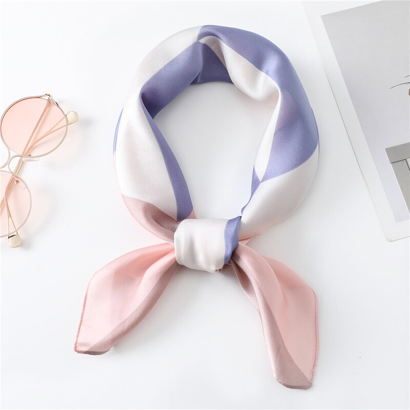 Bufanda de seda Lisa para mujer, banda para el pelo para la oficina, pañuelo para el cuello, corbata cuadrada de 70cm, pañuelos de diseñador