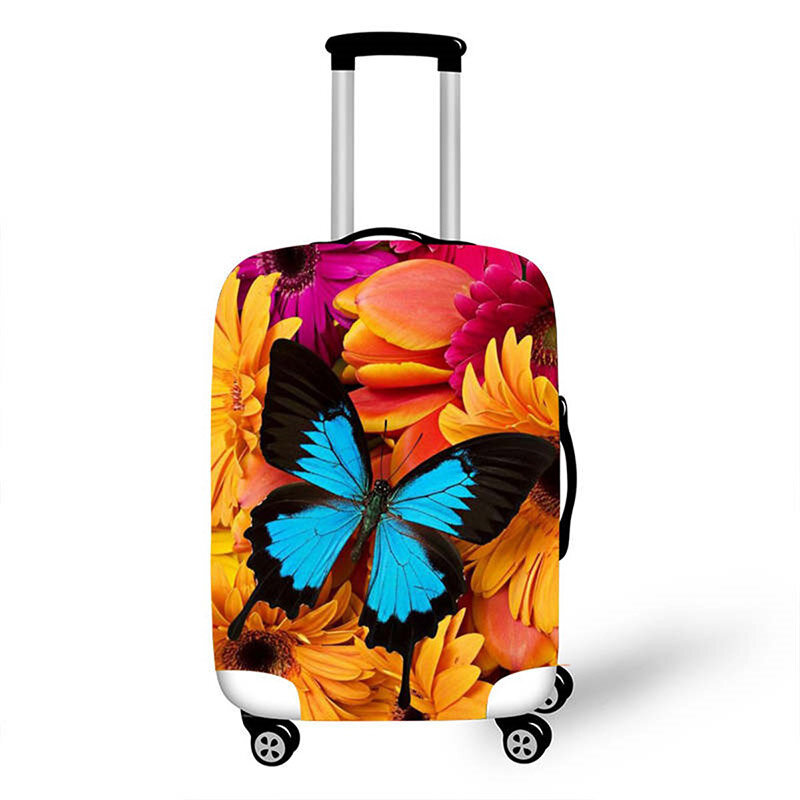 Penutup Pelindung Bagasi Gambar Kupu-kupu Mode Penutup Koper Travel Casing Debu Elastis untuk Aksesori Perjalanan 18 Hingga 32 Inci