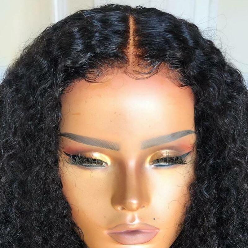 Halo Lady Beauty 13*4 парик с глубоким кудрявым Бобом prepucked бразильские кружевные передние человеческие волосы парики для афро-американских женщин ...