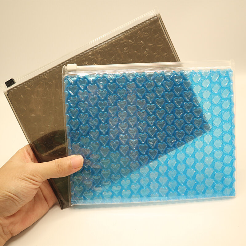 Bolsa de burbujas con cierre de cremallera para cosméticos, bolsa acolchada con cremallera para embalaje de regalo, reutilizable, transparente, de PVC, de color, 10 Uds.
