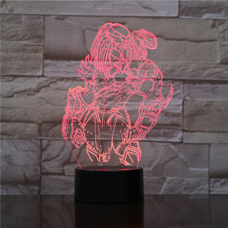 Depredador 3D lámpara LED cambiante de la noche luces ilusión 7 cambio de color LED Alien vs depredador Wolf lámpara de escritorio decoración 1842