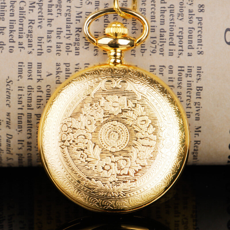 Luxury Golden Quartz Pocket Watch "I Love You" Couple Gift Watch Pendant Fashionable High Quality Christmas Gift