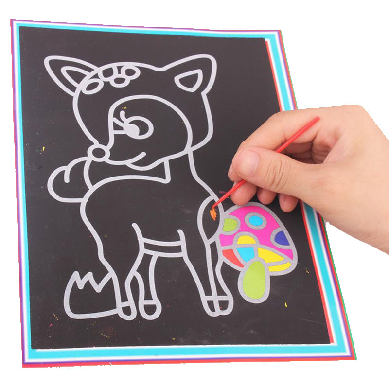 20 Buah/10 Buah Alas Gambar Seni Goresan Ajaib Kartu Lukisan Pasir Mainan Gambar Kreatif Pembelajaran Pendidikan Dini untuk Anak-anak
