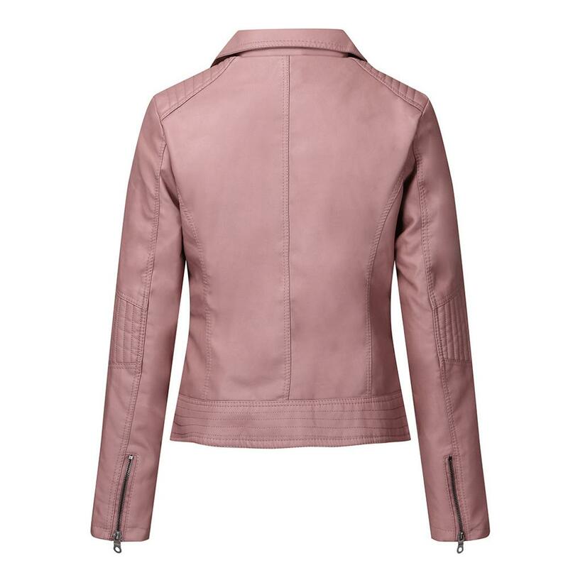 Chaqueta holgada de piel sintética para mujer, chaqueta clásica de moto, abrigo básico de talla grande, otoño e invierno, nuevo estilo