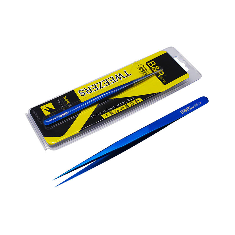 블루 플라잉 라인 초박형 슬림 샤프 핀셋 스테인레스 스틸 스트레이트 팁 강화 전자 부품, 수리 도구