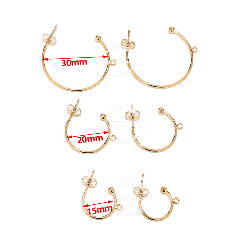 10Pcs Rvs Vergulde C Vorm Huggie Earring Berichten Anti-Allergie Stud Oorbellen Componenten Voor Diy Vrouwen sieraden Geschenken
