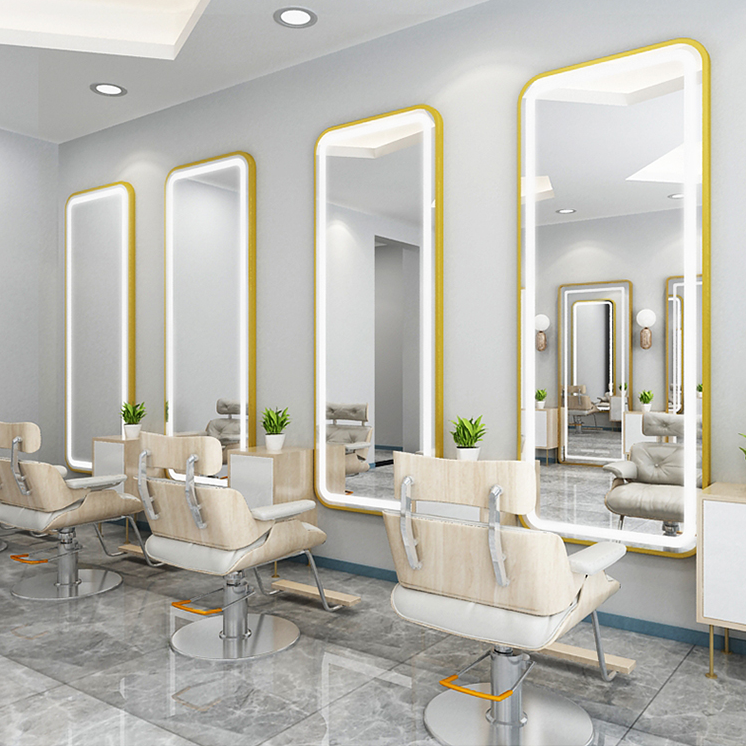 Espejo de Barbería para salón de belleza, luz LED especial, red roja, montado en la pared, simple, Europeo, corte de pelo