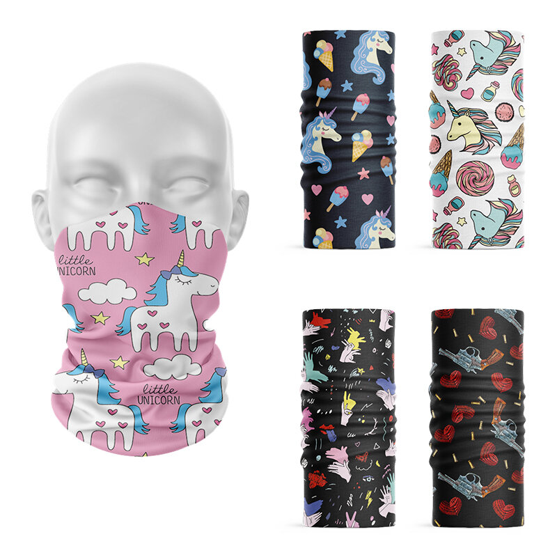 Hijab con forma de corazón y unicornio para hombre y mujer, bufanda deportiva con diseño de Calavera, a prueba de polvo, ideal para senderismo, novedad