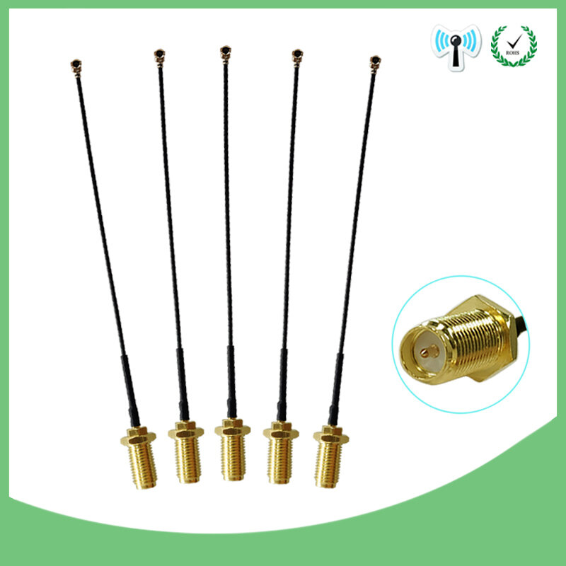 5 pces cabo de extensão u. fl ipx para RP-SMA conector fêmea antena rf trança cabo jumper iot pci wifi cartão RP-SMA jack para ipx