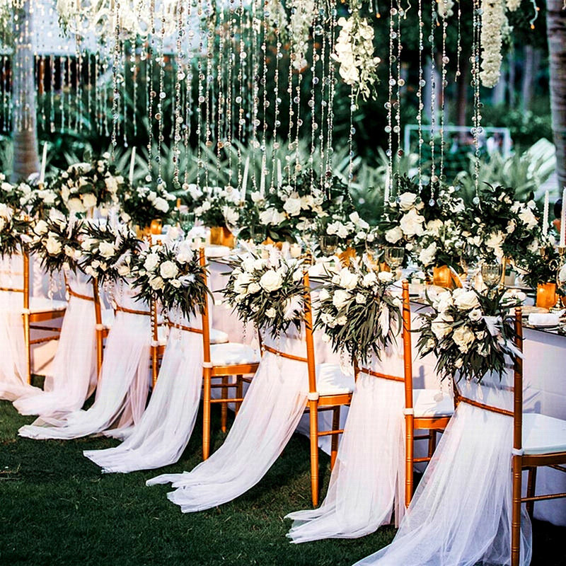 結婚式の装飾用の純粋なチュールのオーガンザ,誕生日パーティー,結婚式の椅子の装飾糸,5または10m