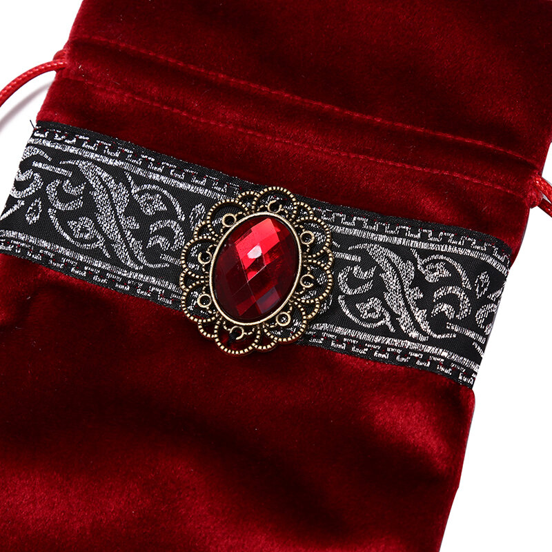 2 pièces/lot nappe de Tarot en velours avec sacs flocage tissu belle pierre Tarot jeu de société accessoires à la main