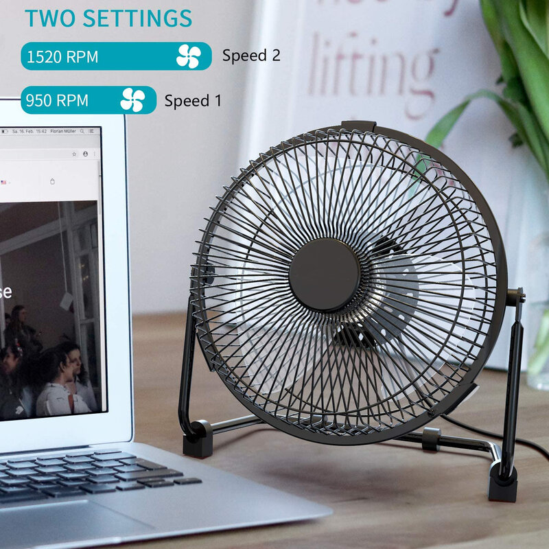 Ventilador de mesa com 9 velocidades usb, ventilador portátil silencioso com tomada usb, 2 velocidades, ventilador resfriador para mesa de home office
