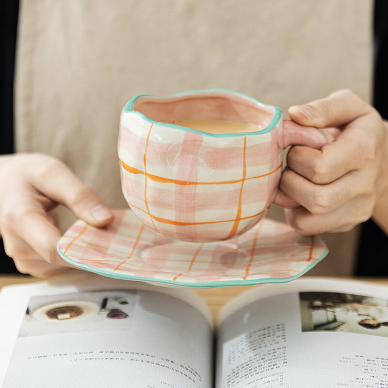 Керамическая кофейная чашка ручной росписи с цветами, ручка для завтрака, молока, сока, чая, чашка в подарок, безопасная для микроволновой печи