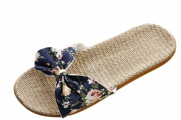 Yeeloca 2020 ohemia bowknot sapatos mulher linho flip flops praia sapatos sandálias chinelo xs044