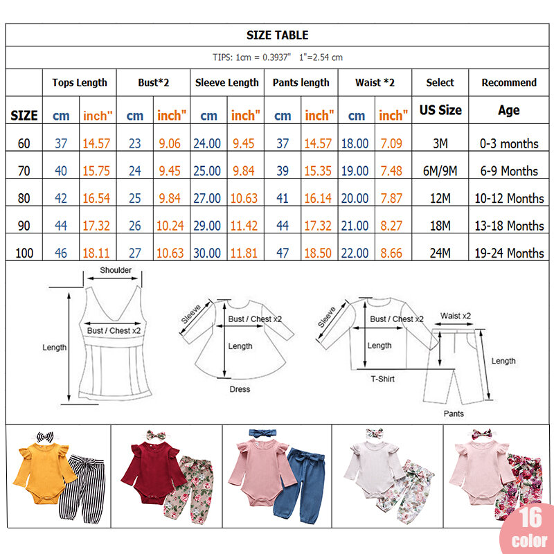 Set Baju Bayi Perempuan Baru Lahir Pakaian Balita Musim Gugur Mode Celana Romper Warna Solid Ikat Kepala Baju Bayi Kecil Yang Baru Lahir