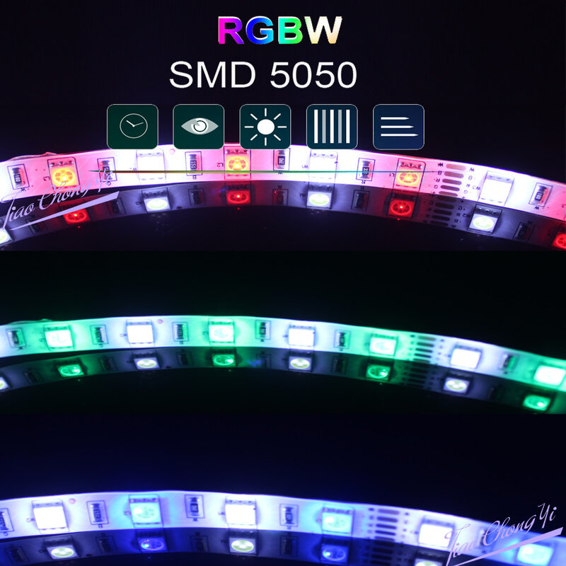 Tira de luces LED Flexible, cinta de luz SMD 5050 RGB, color blanco, resistente al agua, DC12V, 1m, 2m, 3m, 4m, 5m, 300