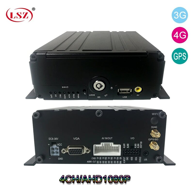 LSZ nieuwe aanbieding 4g gps mdvr remote video surveillance host Breed voltage dc8v-36v school bus/vrachtwagen/techniek voertuig/boot