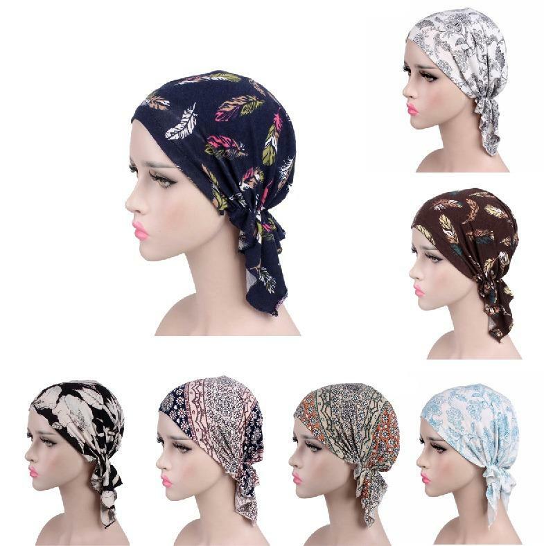 2024 neue Mode Frauen Blume muslimische Rüschen Krebs Chemo Hut Mütze Schal Turban Kopf Wickel kappe gedruckt Kopf bedeckung Dame Hüte neu