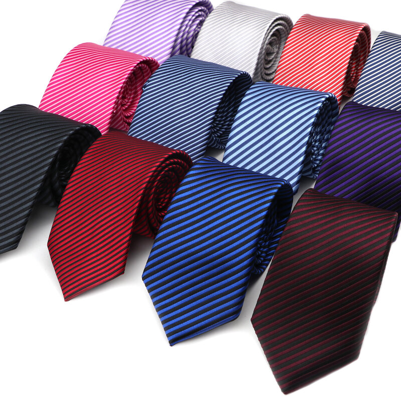 Gravata clássica masculina com listras, 54 cores, listras, 7cm/6cm, jacquard, acessórios, roupa diária, presente de festa de casamento