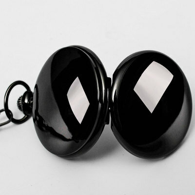 Retro schwarz Mode Silber glatt Steampunk Quarz Taschenuhr Edelstahl Anhänger Kette für Männer Frauen