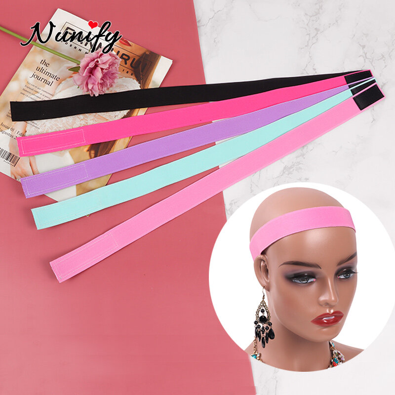 Nunify 3cm cor-de-rosa roxo elástico para perucas borda ajustável melt band para colocação do cabelo do bebê do laço 1pcs derreter cinto para o cabelo