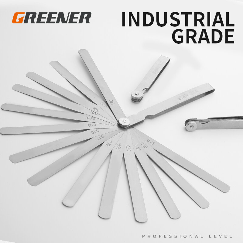 GREENER-Lâmina Espessura Gap Metric Filler Feeler Gauge, ferramenta de medida, válvula Shim Use, 0,02 a 1mm, 14 17