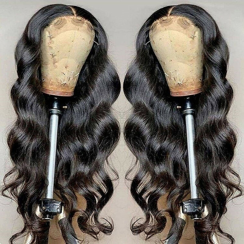 Peluca de cabello humano ondulado para mujer, postizo de encaje Frontal HD, prearrancado, brasileño, 13x4, sin pegamento, con pelo de bebé