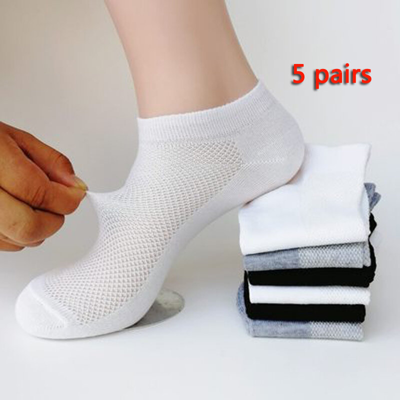 5 Paare/paket männer Mesh Socken Unsichtbaren Socken Männer Sommer Atmungs Dünne Männlichen Boot Socken Kurze Größe 38-44