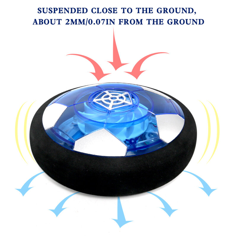 ระงับฟุตบอลของเล่นเบาะ Air โฟมฟุตบอลในร่มไฟฟ้าที่มีไฟ LED กระพริบฟุตบอลเด็ก Gliding Toy