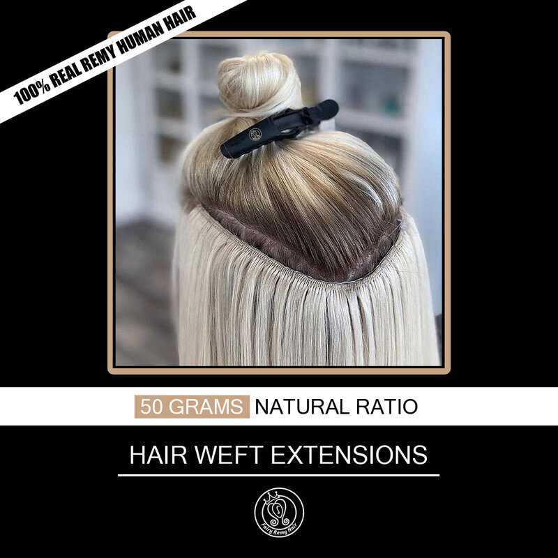 Fairy Remy Hair-mechones de cabello humano liso europeo Real, extensiones de cabello de trama Remy, rubio platino, 16-24 pulgadas, 50g por pieza