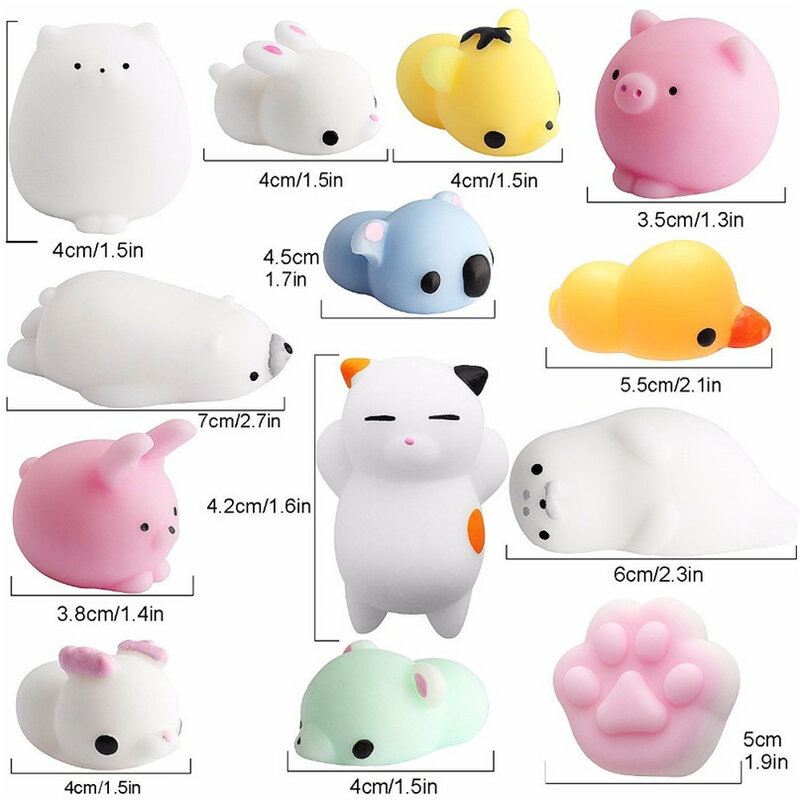 Kawaii Mochi Squishy 팩 미니 동물 스트레스 방지 공 짜기 장난감, 스트레스 해소 장난감, 반려동물 재미있는 선물