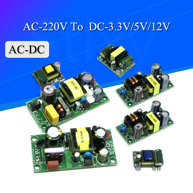 AC-DC 3.3v/5v/12v precisão conversor buck ac 220v a 5v dc step down transformador módulo de alimentação 1a 12w
