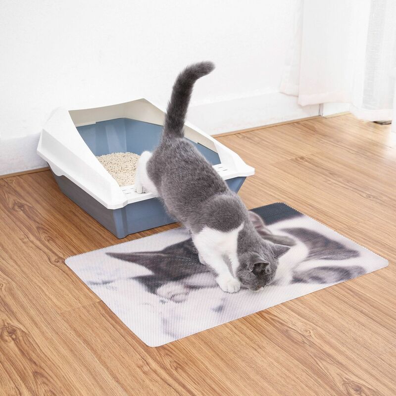 방수 고양이 쓰레기 매트 PVC 빨 인쇄 귀여운 비 슬립 패드 애완 동물 용품 모래 고양이 화장실 클린 매트 애완 동물 용품