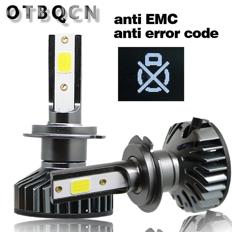 OTBQCN Mini Car Headlight Canbus H7 H4 LED 3000K 4300K 6500K 8000K H1 H11 H8  9005 9006 H3 Headlamp LED Bulb Auto Fog Lights 12V